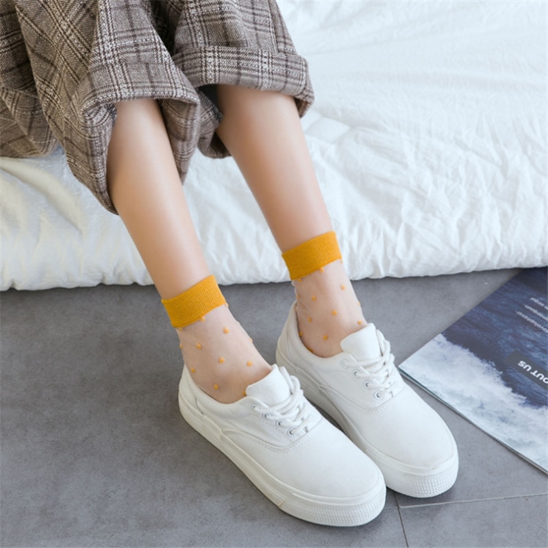 Women's Multicolored Polka Dot Sheer Socks - Online Shop Outlet