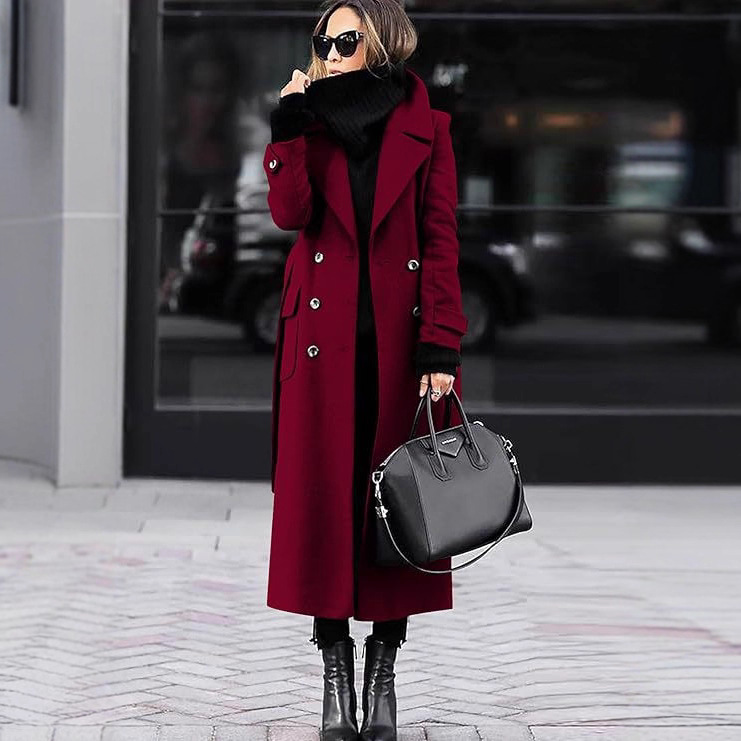 Women’s Thick Wool Coat – Long Length Winter Outerwear